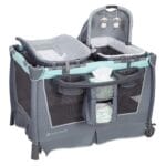 Baby Trend Retreat Nursery Center Playard, Bassinet & Storage, Robin | Portable Playard with Changing Table, Foldable and Convertible Travel Play Crib for Babies and Toddlers