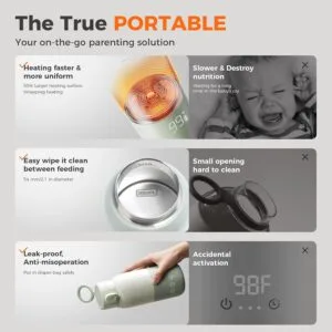 BOLOLO Portable Bottle Warmer, 10oz Breastmilk & Formula Heater for Travel | Super Fast Charging, Instant Breastmilk, Formula, Water