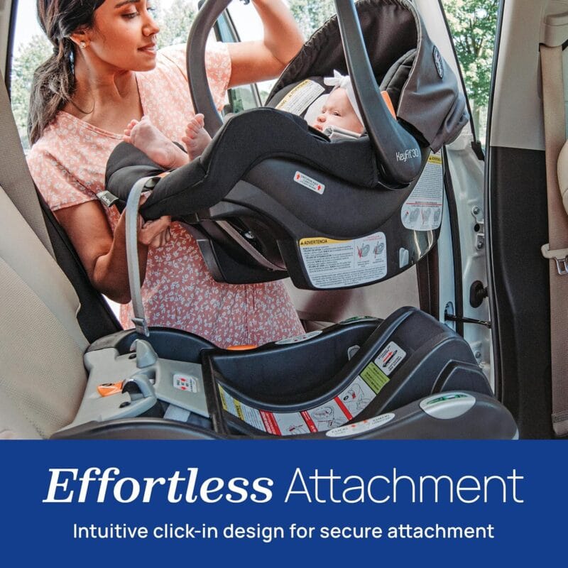 Chicco KeyFit Infant Car Seat Base, Stay-in-Car Rear-Facing Base | Anthracite/Grey, SuperCinch LATCH tightener, ReclineSure leveling foot, bubble levels, fits KeyFit and KeyFit...
