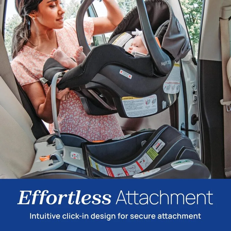 Chicco KeyFit Infant Car Seat Base, Stay-in-Car Rear-Facing Base | Anthracite/Grey, SuperCinch LATCH tightener, ReclineSure leveling foot, bubble levels, fits KeyFit and KeyFit...