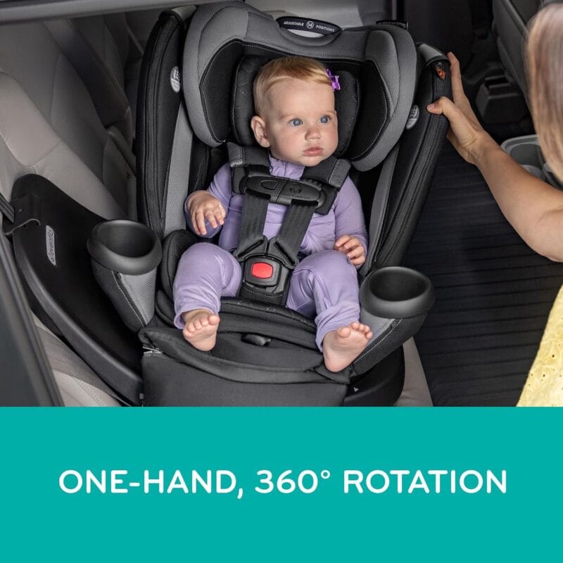 Evenflo Revolve360 Extend Convertible Car Seat with 360 Degree Rotation, Extended Rear-Facing, Forward-Facing, Booster Mode, and Secure LATCH Install, Revere Gray