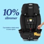 Graco® Slimfit 3-in-1 Convertible Car Seat, Ultra-Space-Saving Design, Silas, Suitable for Rear and Forward-Facing, Highback Booster Seat with 10-Position Headrest