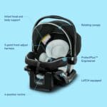 Graco® SnugRide Lite LX Infant Car Seat, Lightweight Rear-Facing Seat for Babies 4–30 lb, 4-Position Adjustable Base, Latch Installation & ProtectPlus Engineered, Studio