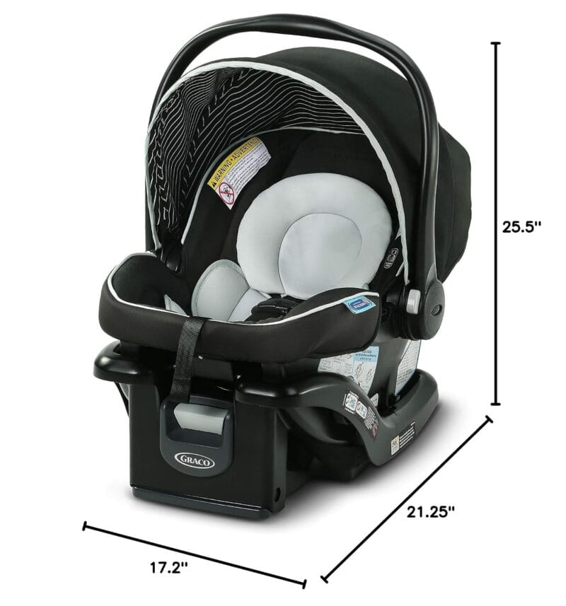 Graco® SnugRide Lite LX Infant Car Seat, Lightweight Rear-Facing Seat for Babies 4–30 lb, 4-Position Adjustable Base, Latch Installation & ProtectPlus Engineered, Studio