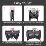 Pamo Babe Pack and Play 4-in-1 Baby Playard with Bassinet & Changing Table, Foldable Portable Playpen with Mattress, Travel Crib for Newborn to Toddler 0-36M-Black