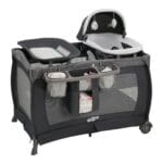 Pamo Babe Pack and Play 4-in-1 Baby Playard with Bassinet & Changing Table, Foldable Portable Playpen with Mattress, Travel Crib for Newborn to Toddler 0-36M-Black