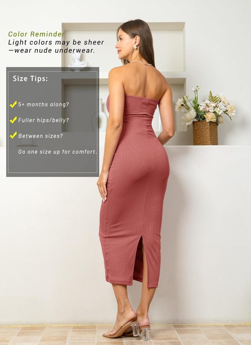 Rnxrbb 2 PCS Tube Baby Shower Maternity Dress Cardigan Set Bodycon Long | Soft stretch fabric with mix-and-match styling for summer to winter, gender reveals & special occasions