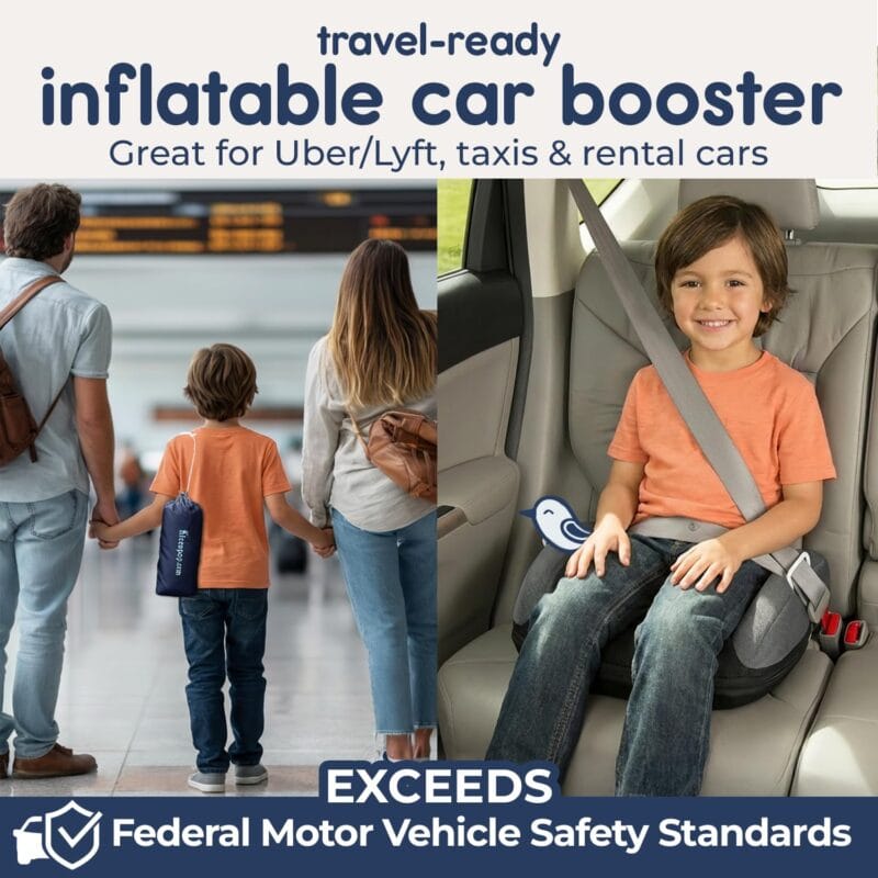 UberBoost Inflatable Booster Seat for Car Travel Booster Seat BlackGray | Babyz Corner UberBoost Inflatable Booster Seat for Car, Travel Booster Seat, Black/Gray