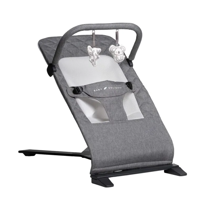 Baby Delight Alpine Deluxe Portable Bouncer | Infant | 0 6 months | Charcoal Tweed | Babyz Corner Baby Delight Alpine Deluxe Portable Bouncer | Infant | 0 – 6 months | Charcoal Tweed