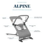 Baby Delight Alpine Deluxe Portable Bouncer | Infant | 0 6 months | Charcoal Tweed | Babyz Corner Baby Delight Alpine Deluxe Portable Bouncer | Infant | 0 – 6 months | Charcoal Tweed