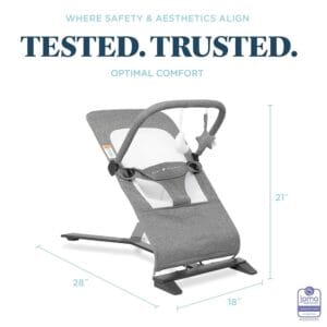 Baby Delight Alpine Deluxe Portable Bouncer | Infant | 0 – 6 months | Charcoal Tweed