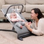 Baby Delight Alpine Deluxe Portable Bouncer | Infant | 0 6 months | Charcoal Tweed | Babyz Corner Baby Delight Alpine Deluxe Portable Bouncer | Infant | 0 – 6 months | Charcoal Tweed
