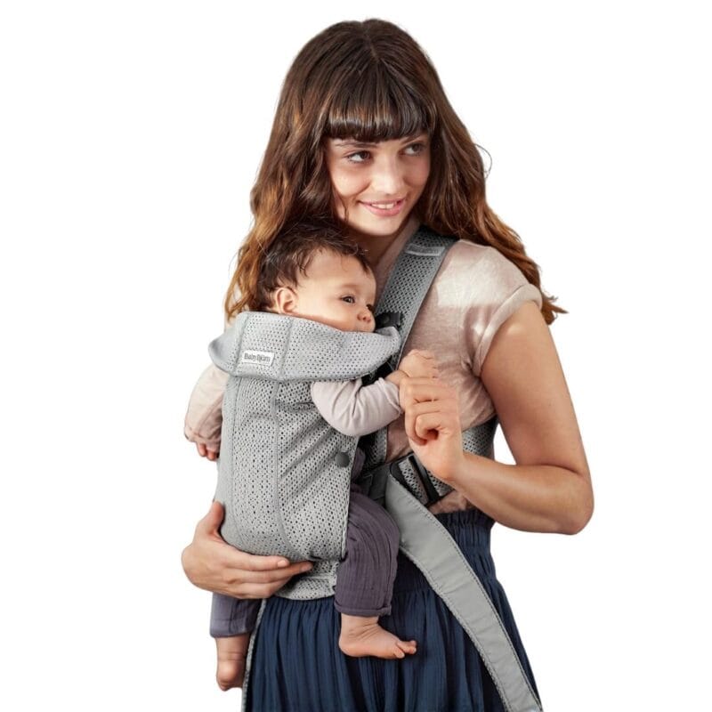 BabyBjörn Baby Carrier Mini, Gray, 3D Mesh | Newborn Carrier (7-15 lbs), Ergonomic, Easy-to-Use