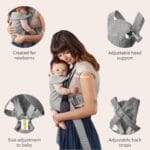 BabyBjörn Baby Carrier Mini, Gray, 3D Mesh | Newborn Carrier (7-15 lbs), Ergonomic, Easy-to-Use