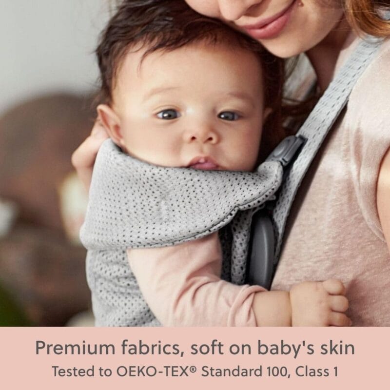 BabyBjörn Baby Carrier Mini, Gray, 3D Mesh | Newborn Carrier (7-15 lbs), Ergonomic, Easy-to-Use