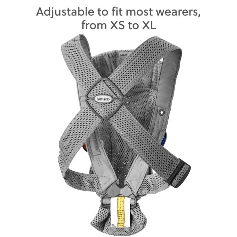 BabyBjörn Baby Carrier Mini, Gray, 3D Mesh | Newborn Carrier (7-15 lbs), Ergonomic, Easy-to-Use