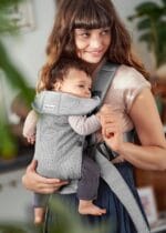 BabyBjörn Baby Carrier Mini, Gray, 3D Mesh | Newborn Carrier (7-15 lbs), Ergonomic, Easy-to-Use