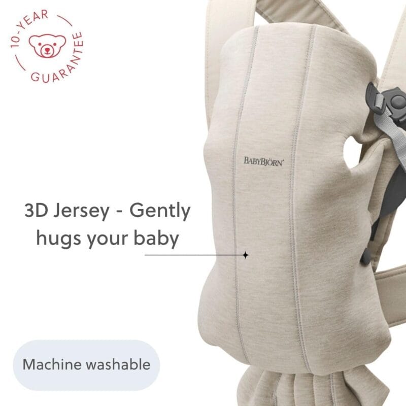 BabyBjörn Baby Carrier Mini, Light Beige, 3D Jersey | Infant Carrier (7-24 lbs), Ergonomic, Easy-to-Use