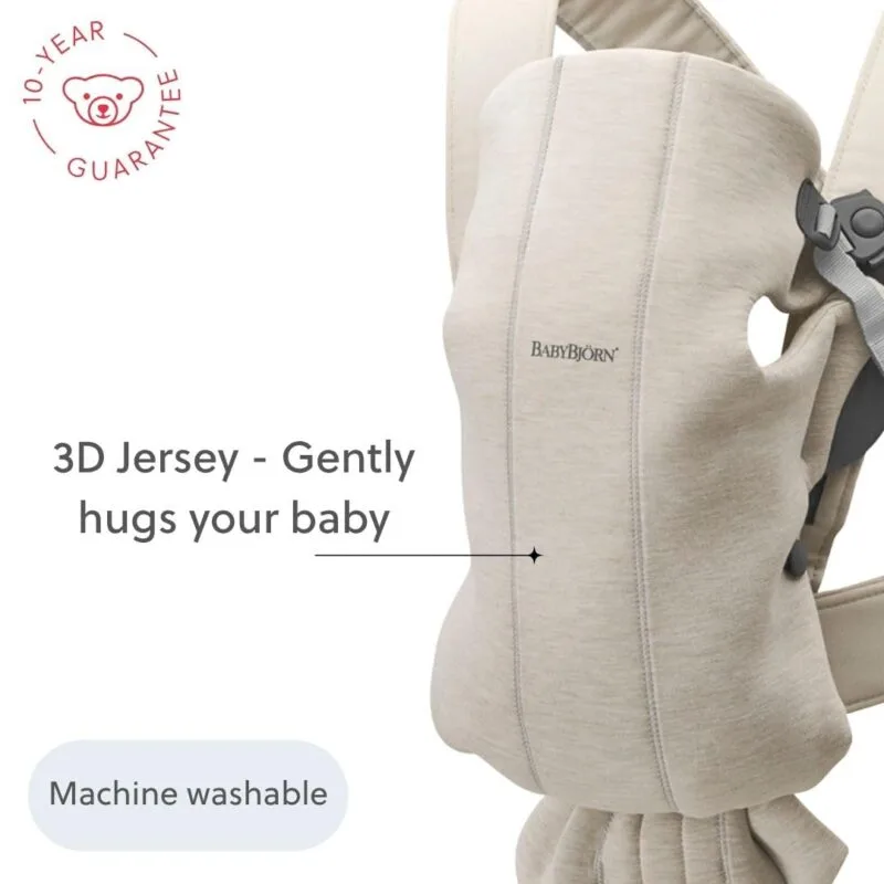 BabyBjörn Baby Carrier Mini, Light Beige, 3D Jersey | Infant Carrier (7-24 lbs), Ergonomic, Easy-to-Use