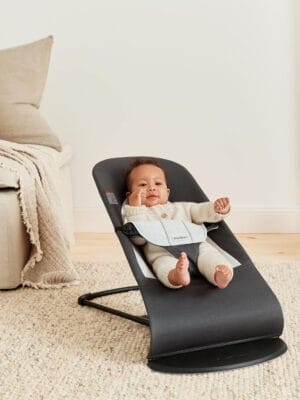 BabyBjörn Bouncer Balance Soft, Cotton/Jersey, Dark Gray/Gray 2-in-1 Adjustable Baby Bouncer Seat and Toddler Chair, Newborn to Toddler (8-29 lbs), 4 Positions, Lightweight &...