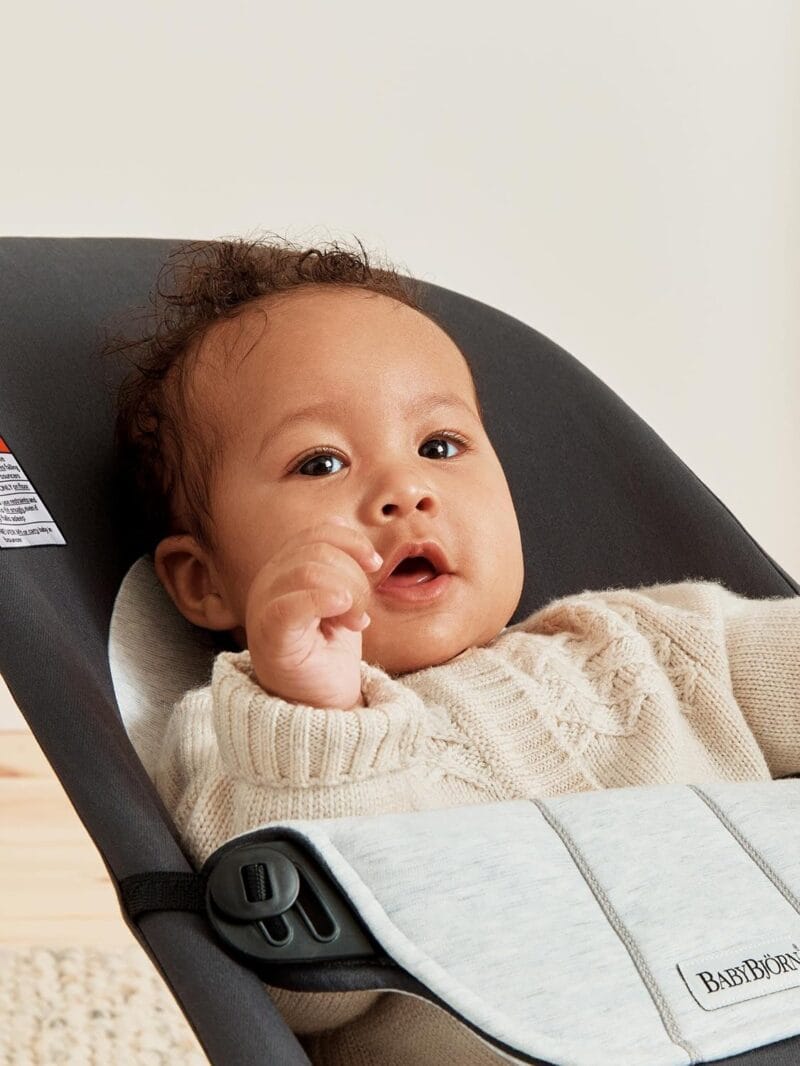 BabyBjörn Bouncer Balance Soft, Cotton/Jersey, Dark Gray/Gray 2-in-1 Adjustable Baby Bouncer Seat and Toddler Chair, Newborn to Toddler (8-29 lbs), 4 Positions, Lightweight &...
