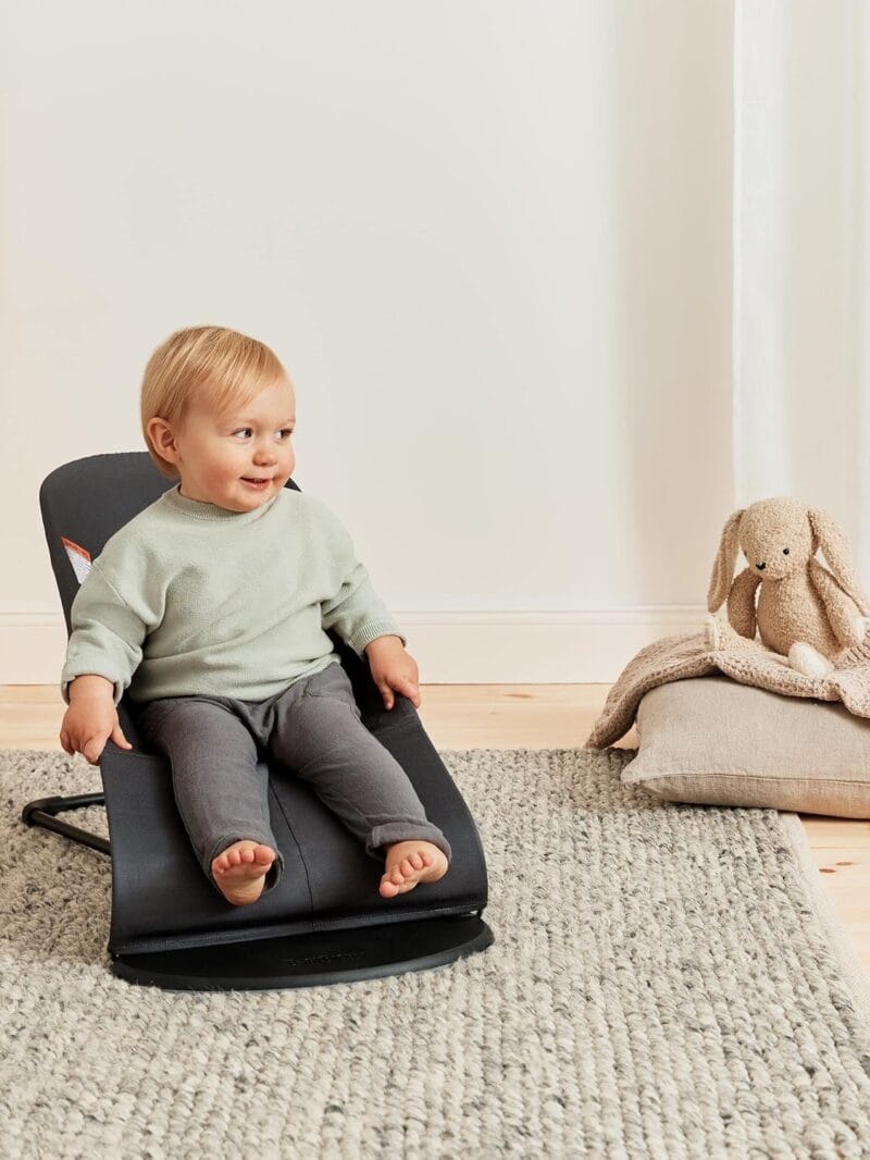 BabyBjörn Bouncer Balance Soft, Cotton/Jersey, Dark Gray/Gray 2-in-1 Adjustable Baby Bouncer Seat and Toddler Chair, Newborn to Toddler (8-29 lbs), 4 Positions, Lightweight &...
