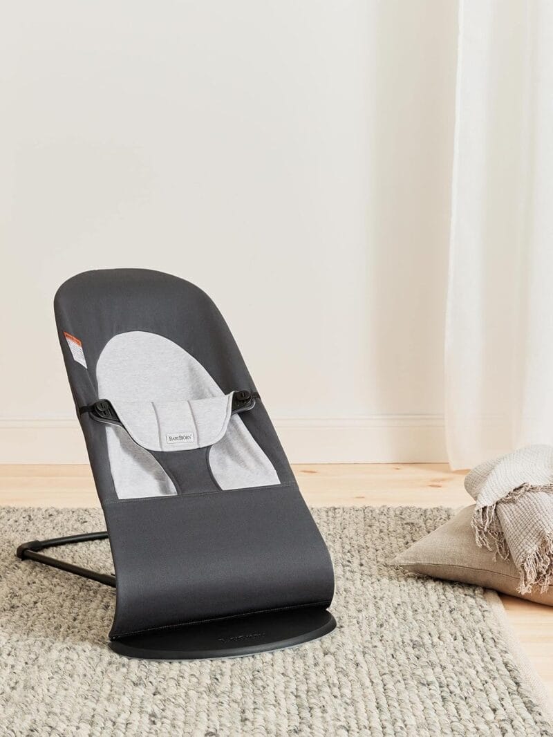 BabyBjörn Bouncer Balance Soft, Cotton/Jersey, Dark Gray/Gray 2-in-1 Adjustable Baby Bouncer Seat and Toddler Chair, Newborn to Toddler (8-29 lbs), 4 Positions, Lightweight &...