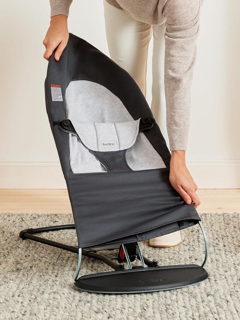 BabyBjörn Bouncer Balance Soft, Cotton/Jersey, Dark Gray/Gray 2-in-1 Adjustable Baby Bouncer Seat and Toddler Chair, Newborn to Toddler (8-29 lbs), 4 Positions, Lightweight &...