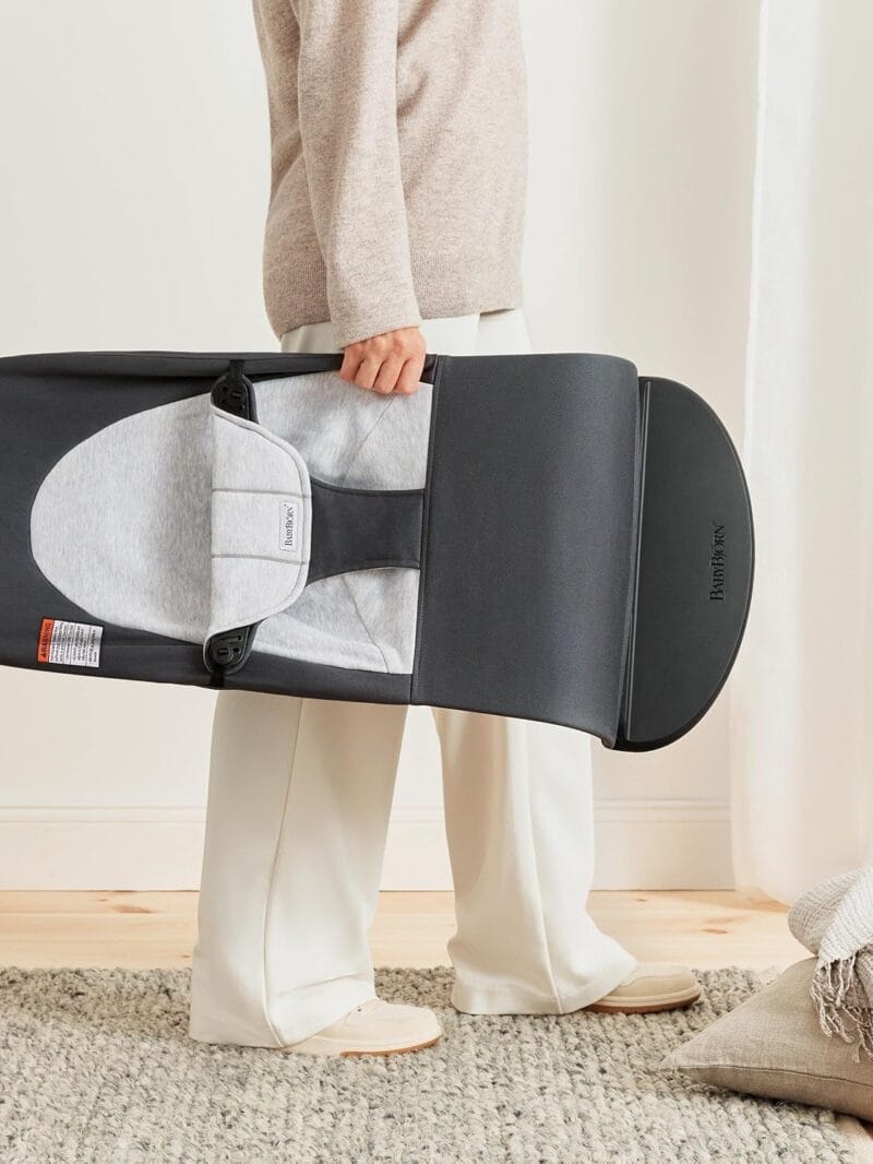 BabyBjörn Bouncer Balance Soft, Cotton/Jersey, Dark Gray/Gray 2-in-1 Adjustable Baby Bouncer Seat and Toddler Chair, Newborn to Toddler (8-29 lbs), 4 Positions, Lightweight &...
