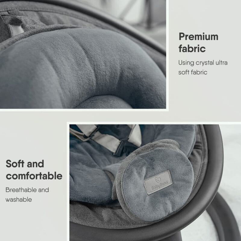 BabyBond Baby Swings for Infants, Bluetooth Infant Swing with Music Speaker | Baby Swing with 3 Seat Positions, 5-Point Harness, 5 Speeds and Remote Control - Portable Baby...