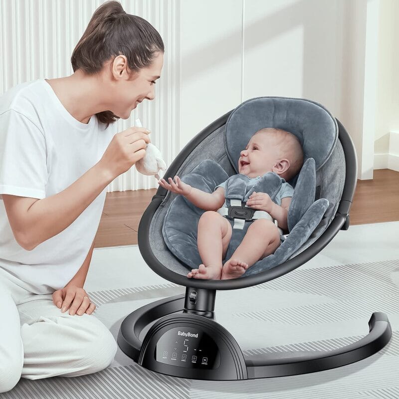 BabyBond Baby Swings for Infants, Bluetooth Infant Swing with Music Speaker | Baby Swing with 3 Seat Positions, 5-Point Harness, 5 Speeds and Remote Control - Portable Baby...