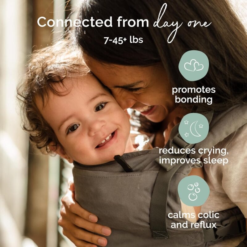 Boba X Ergonomic Baby Carrier, Newborn to Toddler, Grey | Fully Adjustable Panel and straps grow from 7 to 45 lbs, Padded Shoulders, Front & Back Carry that fits every body.