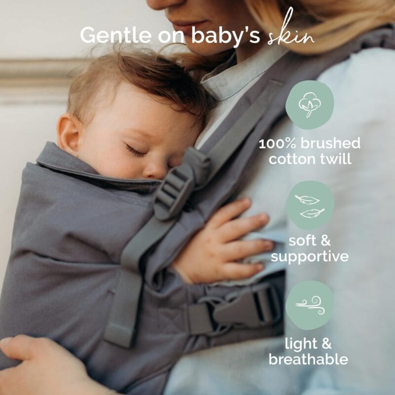 Boba X Ergonomic Baby Carrier, Newborn to Toddler, Grey | Fully Adjustable Panel and straps grow from 7 to 45 lbs, Padded Shoulders, Front & Back Carry that fits every body.