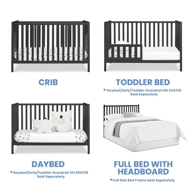 Delta Children Heartland 4-in-1 Convertible Crib, Black