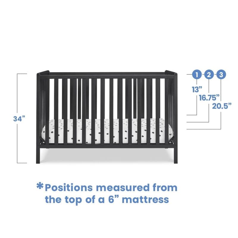 Delta Children Heartland 4-in-1 Convertible Crib, Black