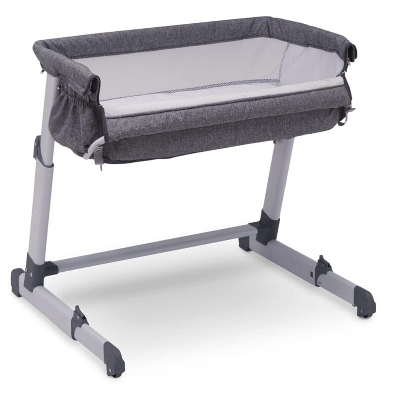 Delta Children Simmons Kids Dream Bedside Bassinet with Zip-Down Side Wall Convenient Baby Sleeper with Breathable Mesh and Adjustable Heights - Lightweight Portable Crib Grey | Babyz Corner Delta Children Simmons Kids Dream Bedside Bassinet with Zip-Down Side Wall – Convenient Baby Sleeper with Breathable Mesh and Adjustable Heights - Lightweight Portable Crib, Grey