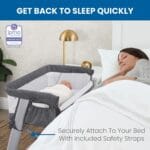 Delta Children Simmons Kids Dream Bedside Bassinet with Zip-Down Side Wall Convenient Baby Sleeper with Breathable Mesh and Adjustable Heights - Lightweight Portable Crib Grey | Babyz Corner Delta Children Simmons Kids Dream Bedside Bassinet with Zip-Down Side Wall – Convenient Baby Sleeper with Breathable Mesh and Adjustable Heights - Lightweight Portable Crib, Grey