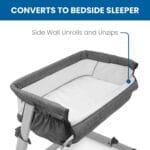 Delta Children Simmons Kids Dream Bedside Bassinet with Zip-Down Side Wall Convenient Baby Sleeper with Breathable Mesh and Adjustable Heights - Lightweight Portable Crib Grey | Babyz Corner Delta Children Simmons Kids Dream Bedside Bassinet with Zip-Down Side Wall – Convenient Baby Sleeper with Breathable Mesh and Adjustable Heights - Lightweight Portable Crib, Grey