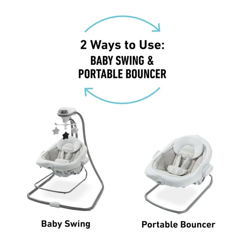 Graco DuetConnect LX Portable Baby Swing and Bouncer, Multi-Direction Baby Bouncer Seat, Multiple Swing Speeds, Great Gift for New Parents, Redmond