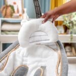 Ingenuity Boutique Collection Plush Modern Baby Rocker & Stationary Seat with Vibrations, Easy Fold, 0-30 Months Up to 40 lbs (Bella Teddy)