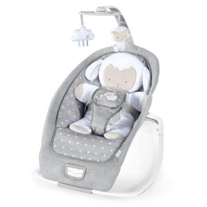Ingenuity Boutique Collection Plush Modern Baby Rocker & Stationary Seat with Vibrations, Easy Fold, 0-30 Months Up to 40 lbs (Bella Teddy)