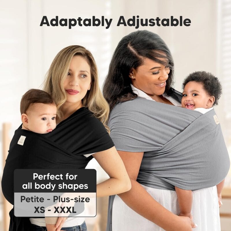 KeaBabies Baby Wrap Carrier, All in 1 Original Baby Carrier (Trendy Black) | Newborn to Toddler Sling, Easy to Wear, Hands Free Bonding, Lightweight, Breathable Infant Wraps