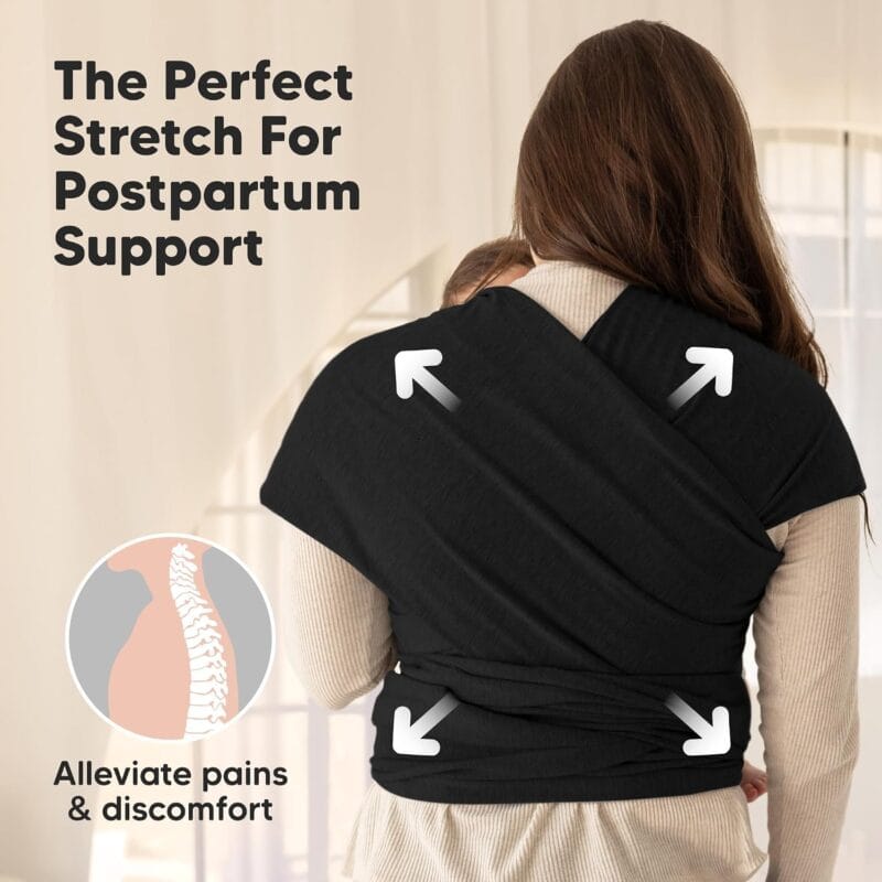 KeaBabies Baby Wrap Carrier, All in 1 Original Baby Carrier (Trendy Black) | Newborn to Toddler Sling, Easy to Wear, Hands Free Bonding, Lightweight, Breathable Infant Wraps