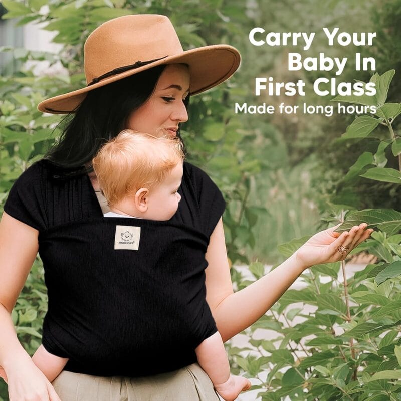 KeaBabies Baby Wrap Carrier, All in 1 Original Baby Carrier (Trendy Black) | Newborn to Toddler Sling, Easy to Wear, Hands Free Bonding, Lightweight, Breathable Infant Wraps