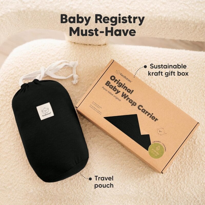 KeaBabies Baby Wrap Carrier, All in 1 Original Baby Carrier (Trendy Black) | Newborn to Toddler Sling, Easy to Wear, Hands Free Bonding, Lightweight, Breathable Infant Wraps