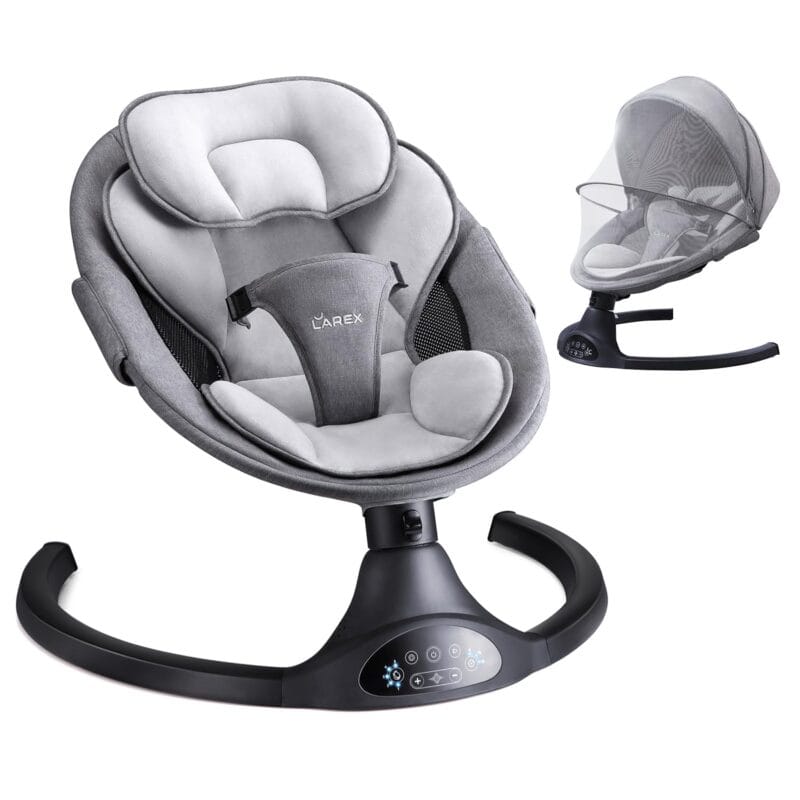 LAREX Baby Swing for Infants to Toddler with Remote Control Bluetooth | Portable Electric Infant Rocker with 5 Sway Speeds Timers 10 Melodies 3-Point Harness Max 20 lbs | Babyz Corner LAREX Baby Swing for Infants to Toddler with Remote Control & Bluetooth | Portable Electric Infant Rocker with 5 Sway Speeds & Timers, 10 Melodies, 3-Point Harness, Max 20 lbs,...