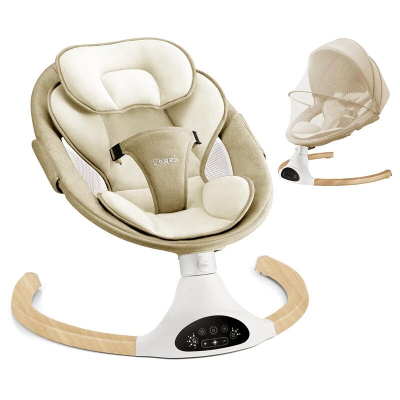 LAREX Baby Swing for Infants to Toddler with Remote Control & Bluetooth | Portable Electric Infant Rocker with 5 Sway Speeds & Timers, 10 Melodies, 3-Point Harness, Max 20 lbs,...