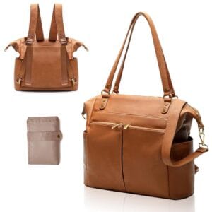 MOMINSIDE Diaper Bag Tote Convertible Diaper Bag Backpack Tote Leather | 4 in 1 Baby Bag Hospital bag 13 Pockets Travel Diaper Tote Pañaleras Para Bebe with Changing Pad for Mom...
