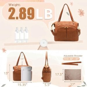 MOMINSIDE Diaper Bag Tote Convertible Diaper Bag Backpack Tote Leather | 4 in 1 Baby Bag Hospital bag 13 Pockets Travel Diaper Tote Pañaleras Para Bebe with Changing Pad for Mom...