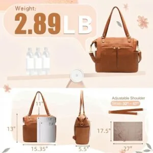 MOMINSIDE Diaper Bag Tote Convertible Diaper Bag Backpack Tote Leather | 4 in 1 Baby Bag Hospital bag 13 Pockets Travel Diaper Tote Pañaleras Para Bebe with Changing Pad for Mom...